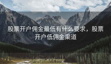 股票开户佣金最低有什么要求，股票开户低佣金渠道