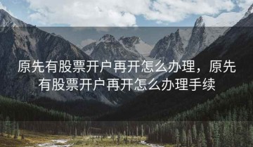 原先有股票开户再开怎么办理，原先有股票开户再开怎么办理手续