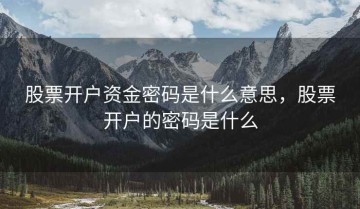 股票开户资金密码是什么意思，股票开户的密码是什么