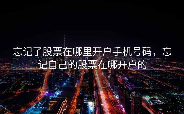 忘记了股票在哪里开户手机号码，忘记自己的股票在哪开户的