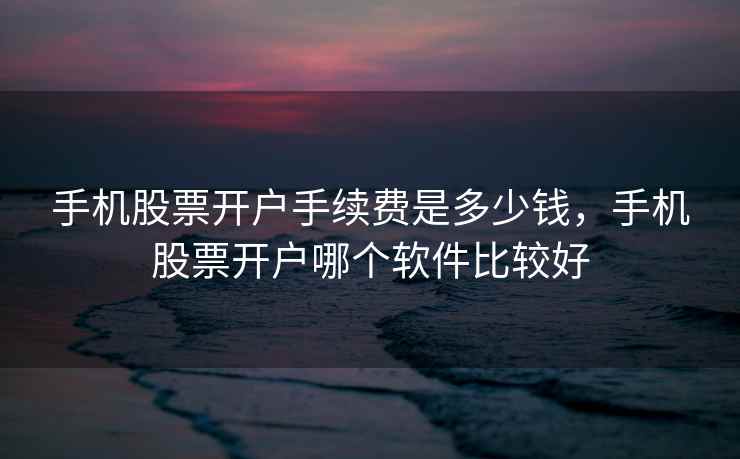 手机股票开户手续费是多少钱，手机股票开户哪个软件比较好