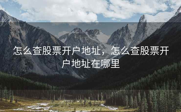 怎么查股票开户地址，怎么查股票开户地址在哪里