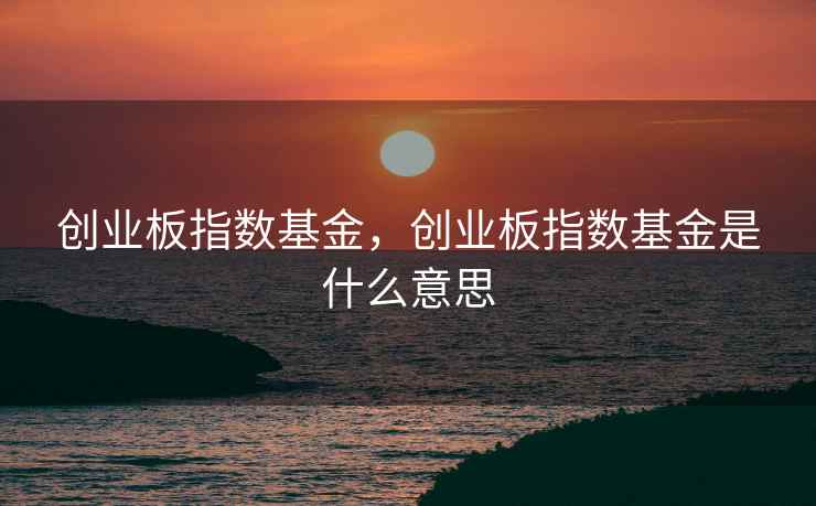 创业板指数基金，创业板指数基金是什么意思