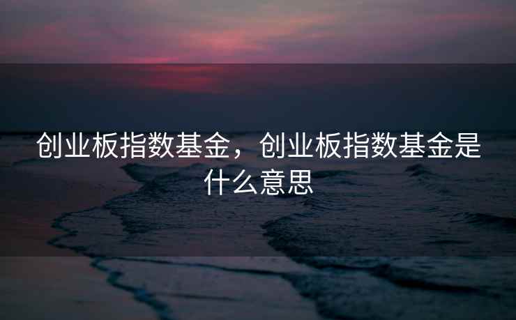 创业板指数基金，创业板指数基金是什么意思